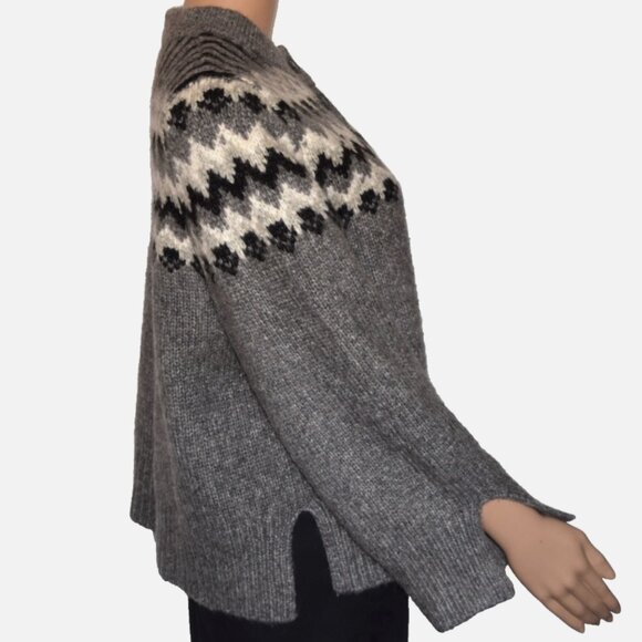 ZARA Alpaca Blend Fair Isle Relaxed Fit Button Sweater Size S - Picture 3 of 7